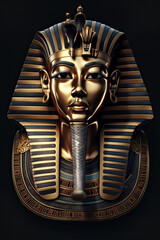 golden mask of Tutankhamen, pharaoh king of Egypt, ai generative