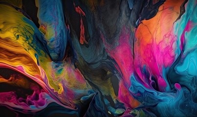 Vibrant backdrop made of swirling liquid ink. Creating using generative AI tools