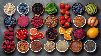 Clean healthy food of fruits