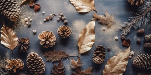 Obraz premium Christmas and New Year background. Festive seasonal Christmas bright background. Holiday poster and banner, greeting card. generative ai