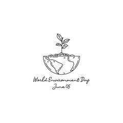 Fototapeta premium line art of world environment day good for world environment day celebrate. line art. illustration.