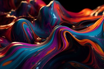 Fluid Symphony: Abstract Colorful Flow of Liquid, Creating a Vibrant and Dynamic Composition, abstract, colorful, flow, liquid, vibrant, dynamic, composition, fluid, movement, artistic,