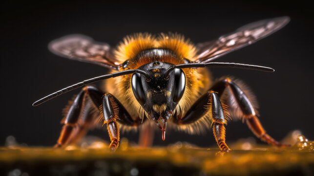 Beautiful Bumblebee close-up Picture, Nature Photography, Illustration