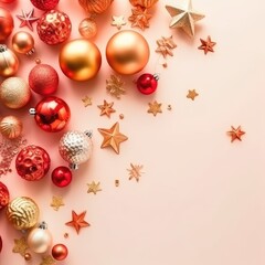 Christmas and New Year background. Festive seasonal Christmas bright background. Holiday poster and banner, greeting card. generative ai