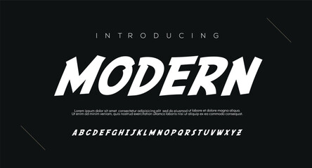 MODERN, Bold font for game, technology, digital, logo, sport logo design. vector illustration