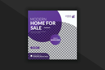 Real Estate social media post template for promotion simple square banner