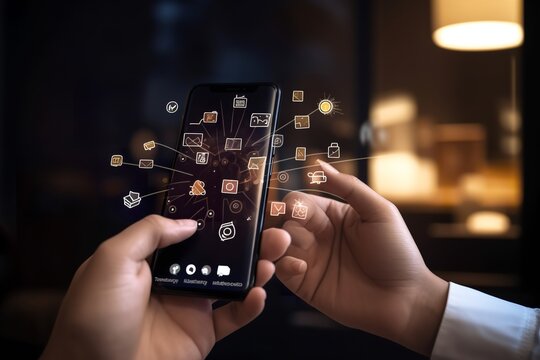Digital Commerce Connection: Businessman or Customer Using Smartphone to Shop