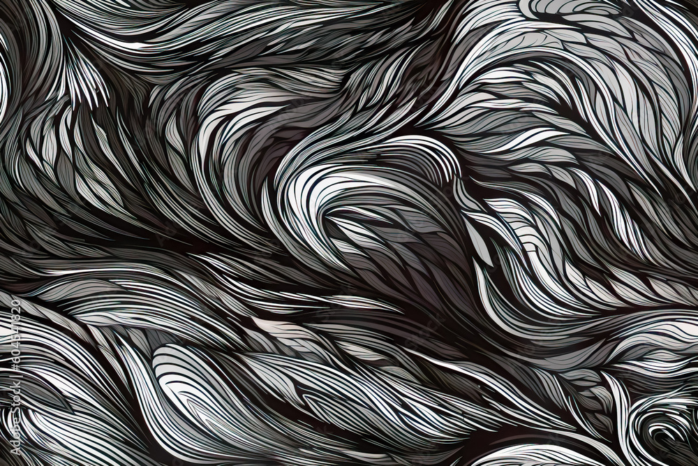 Poster tile. abstract seamless pattern with waves and lines in black and white colors. generative ai