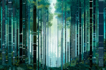 technological minimalist forest, generative ai