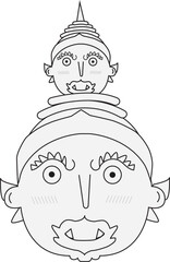 Khon is art culture Thailand Dancing in masked Hanuman  showing in literature Ramayana.Khon is thailand culture and traditional.