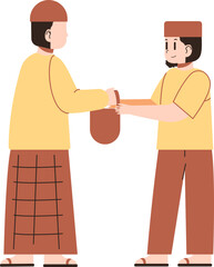 islamic design illustration concept for Happy eid al adha or sacrifice celebration event with people