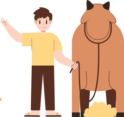 Obraz premium islamic design illustration concept for Happy eid al adha or sacrifice celebration event with people