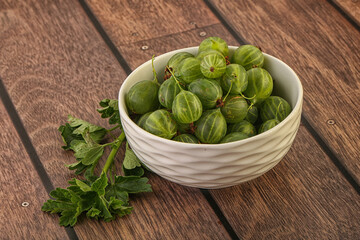 Natural ripe gooseberry heap in the bowl