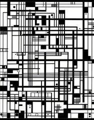 Fototapeta premium Abstract black and white background with rectangles. Digital illustration for your design, generative Ai