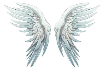 Fototapeta premium White angel bird wings on transparent background, cartoon, sketch style Generative AI 