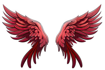 Fototapeta premium Red angel bird wings on transparent background, cartoon, sketch style Generative AI 