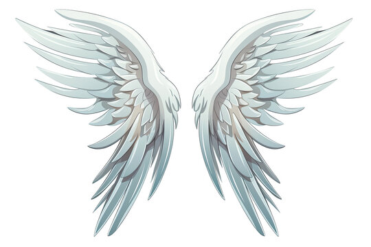 White angel bird wings on transparent background, cartoon, sketch style Generative AI 