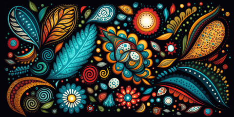 Abstract doodle pattern background - Generative AI