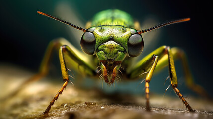 Naklejka premium Beautiful close-up Picture of Green Fly, Nature Photography, Illustration