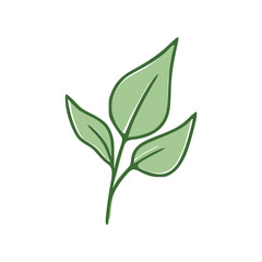 Green Leaves flat icon isolated on white background. Vector illustration