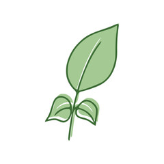 Green Leaves flat icon isolated on white background. Vector illustration