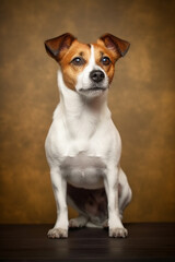 Naklejka na ściany i meble A jack russel terrier on a brown background 
