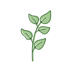 Green Leaves flat icon isolated on white background. Vector illustration