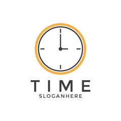Simple clock logo design template