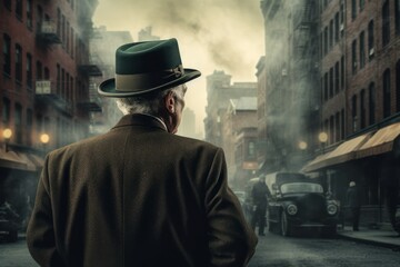Gangster old man 1920 year. Generate Ai