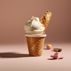 A cone of ice cream with sprinkles on it commercial photo