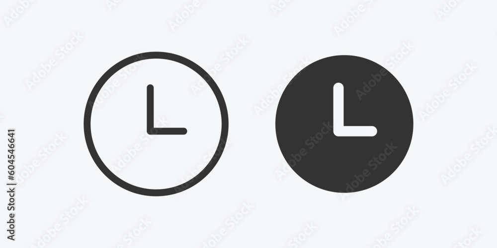Aufkleber vector illustration of clock time on grey background for website and mobile app