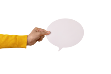 talk bubble speech icon in hand isolated on transparent background