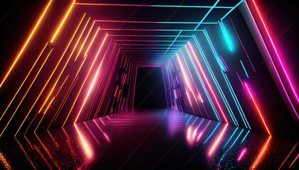 abstract neon background or product display with copy space Generative AI
