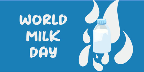 World milk day, concept for product of dairy milk with water drop style, vector illustration and design.