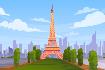 Beautiful scene with Eiffel Tower in Paris vector