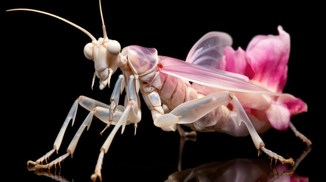 Beautiful Orchid Mantis close-up Picture, Nature Photography, Illustration