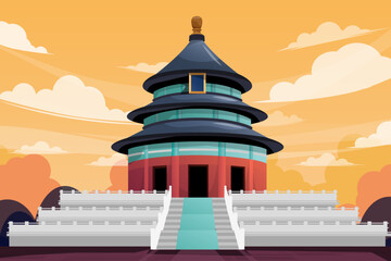 Beautiful landmark Tiantan temple in Biijing China vector
