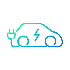 Electric plug with car shape icon symbol, EV car green hybrid vehicles charging logotype, Eco friendly vehicle concept, Vector illustration