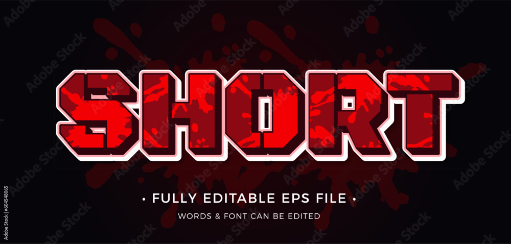 Poster red short editable vector text effect
