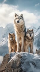 pack of wolves with kids