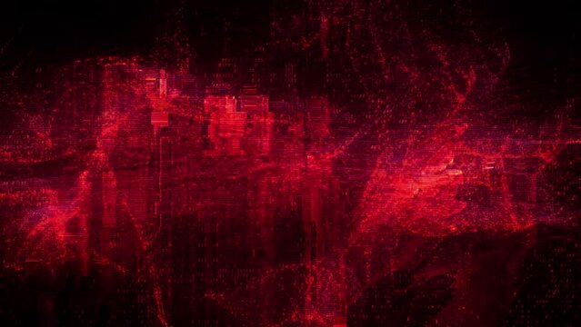 Red HUD Cyber Glitch Loop Background Artificial Intelligence Concept