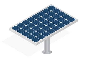 illustration of 3d solar panel on a stand isolated on white background