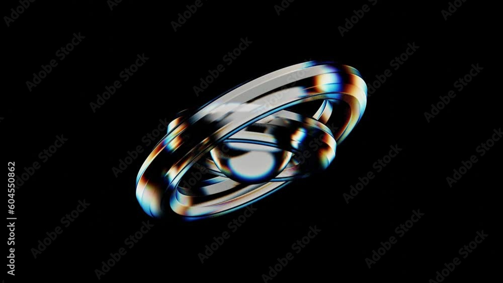 Wall mural animation of glass 3d figures with the effect of light dispersion. minimalistic abstract 3d animatio