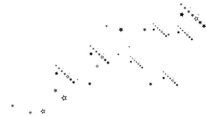 Flying confetti stars. Black, white colours. Festive background. Black stars on white background. Design element. Vector illustration, eps 10.