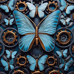 Metallic Steampunk Butterflies. Generative AI.
A digital painting of metallic butterflies in a steampunk theme background.