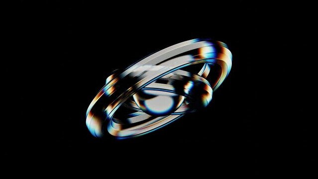 Animation of glass 3D figures with the effect of light dispersion. Minimalistic abstract 3d animation. Modern rendering of glass torus figures