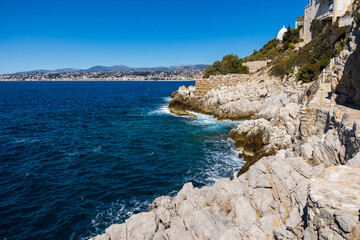 Fototapeta na wymiar Baie des Anges et Promenade des Anglais depuis le Cap de Nice