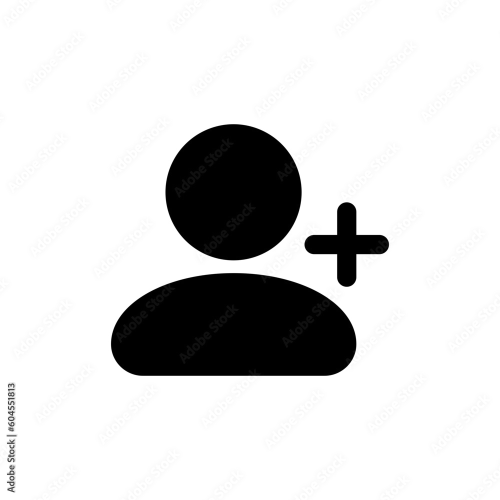 Poster Add new user icon vector male person profile avatar with plus symbol, Add user profile icons. web vector icon