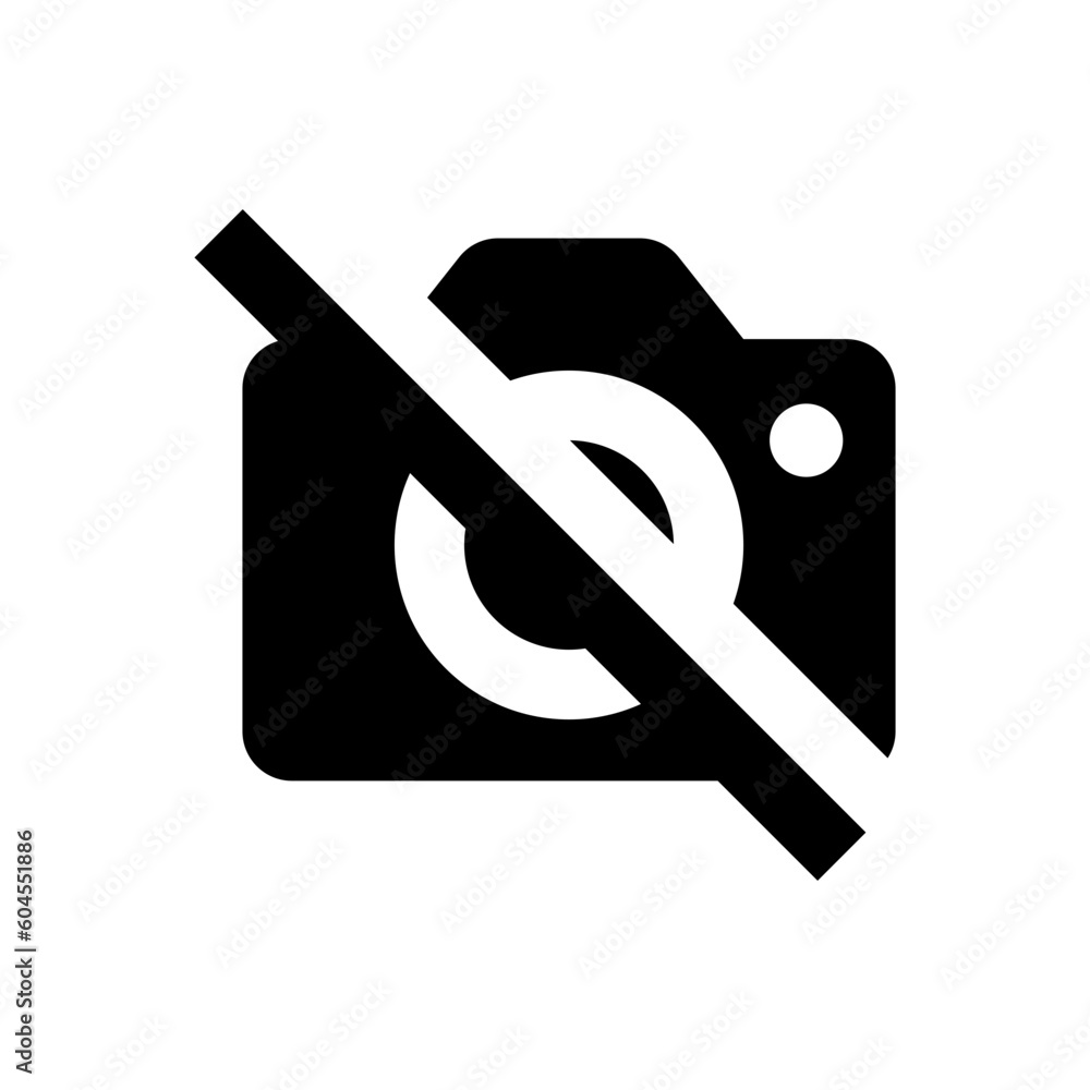 Poster no camera icon symbol. no photo stop camera icon signs. web vector icon