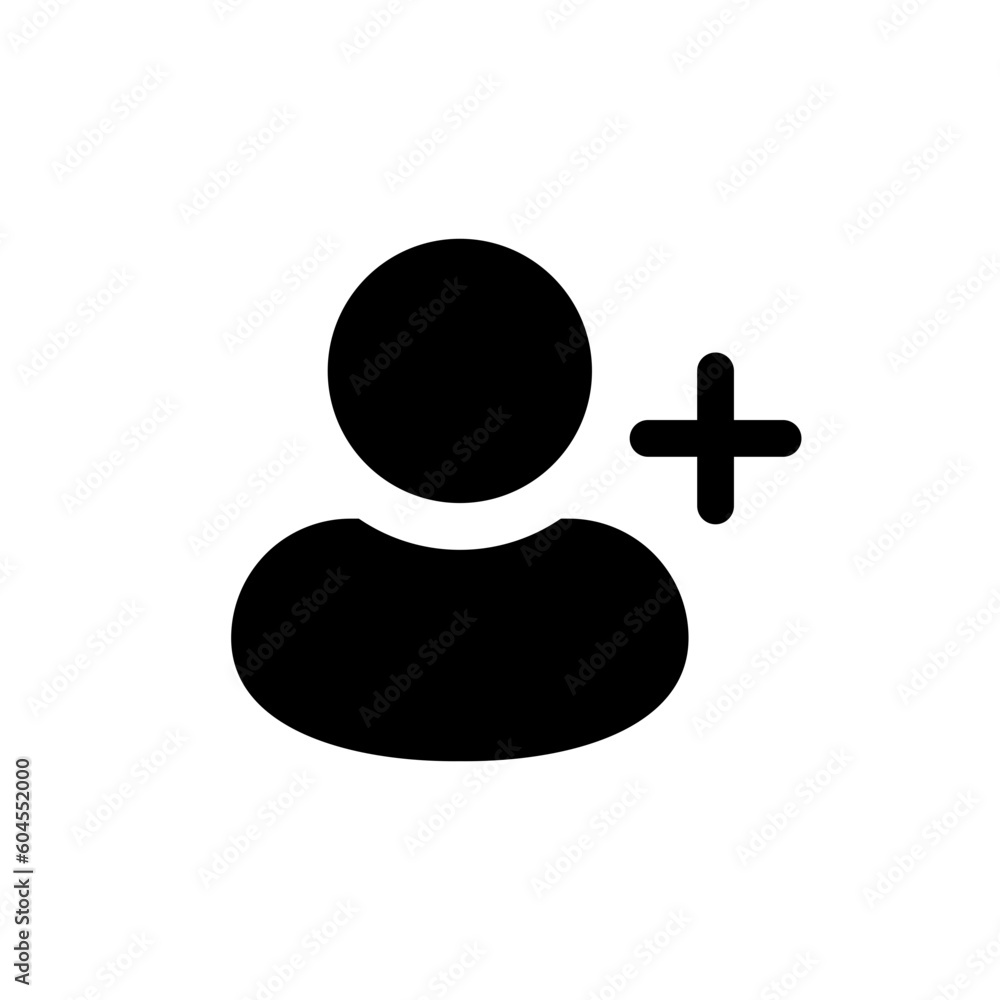 Poster Add new user icon vector male person profile avatar with plus symbol, Add user profile icons. web vector icon